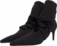 Black Stretch Socks Heels Ankle Boots Shoes 4