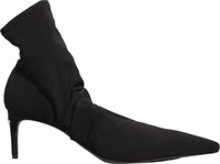 Black Stretch Socks Heels Ankle Boots Shoes 5
