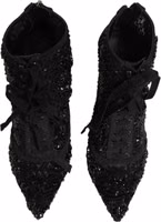 Black Embellished Mesh Ankle Boots Shoes 1
