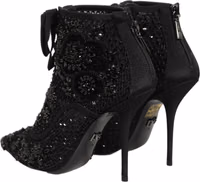 Black Embellished Mesh Ankle Boots Shoes 3