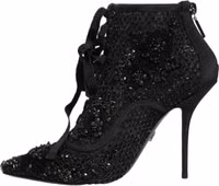 Black Embellished Mesh Ankle Boots Shoes 4