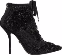 Black Embellished Mesh Ankle Boots Shoes 5