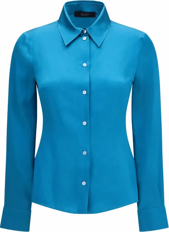 Blue Silk Dress Shirt