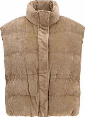Beige Viscose Sleeveless Jacket