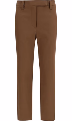 Brown Elastane Casual Pants