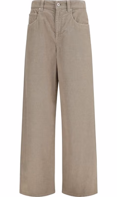 Beige Cotton Casual Pants