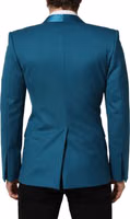 Teal Wool Double Breasted Formal Coat Blazer 3