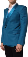 Teal Wool Double Breasted Formal Coat Blazer 5