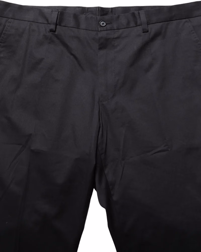 Black Cotton Tapered Leg Dress Trouser Pants