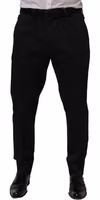 Black Cotton Tapered Leg Dress Trouser Pants 2