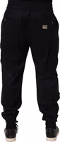 Black Mid Waist Cargo Jogger Sweatpants Pants 4