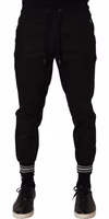 Black Cotton Mid Waist Jogger Sweatpants Pants 2