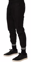 Black Cotton Mid Waist Jogger Sweatpants Pants 3