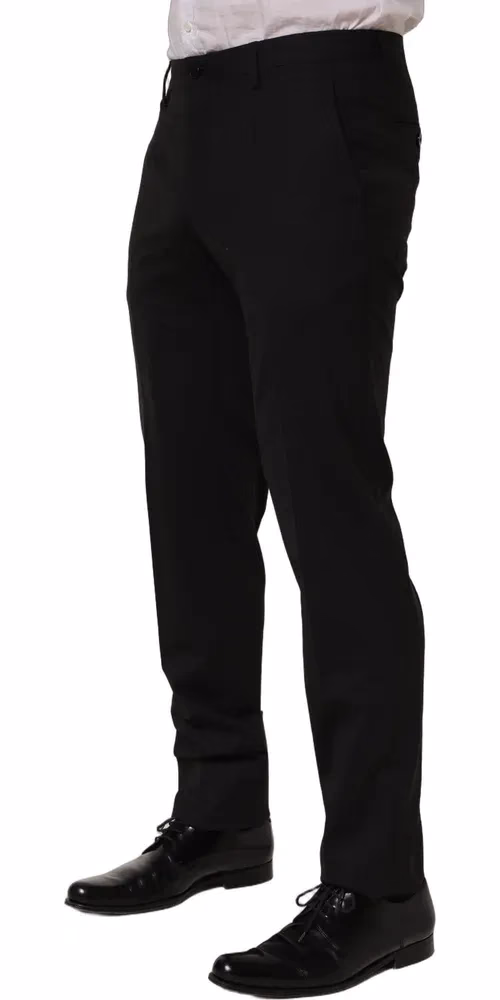 Black Wool Skinny Leg Dress Men Trouser Pants