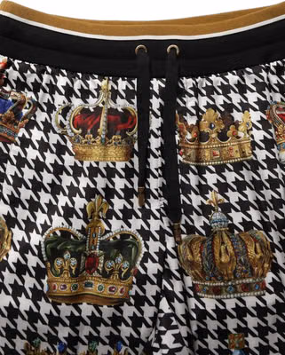 Multicolor Houndstooth Crown Men Sweatpants Pants