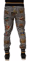 Multicolor Houndstooth Crown Men Sweatpants Pants 4