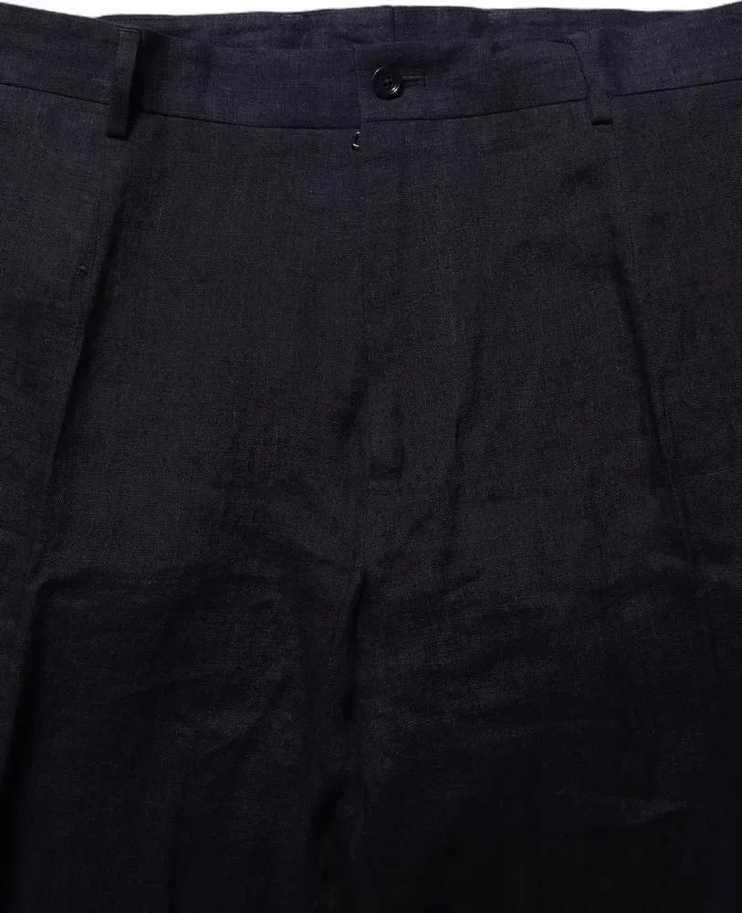 Black Linen Straight Leg Dress Trouser Pants