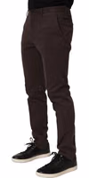 Brown Cotton Skinny Leg Dress Trouser Pants 1