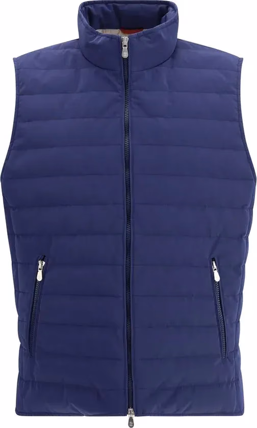 Blue Polyester Sleeveless Jacket