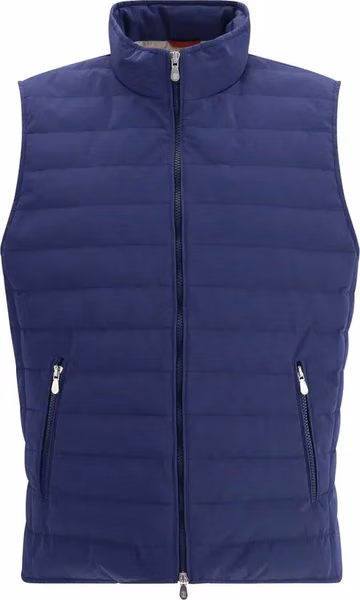 Blue Polyester Sleeveless Jacket
