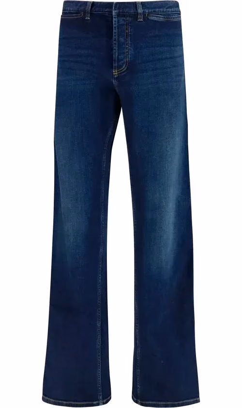 Blue Cotton Flared Jeans