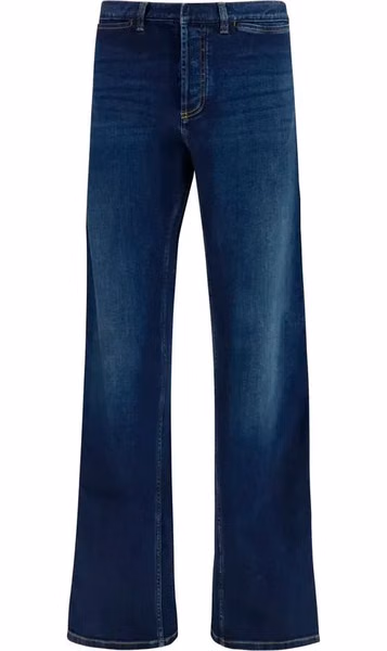 Blue Cotton Flared Jeans