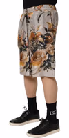 Beige Floral Print Silk Men Bermuda Shorts 1