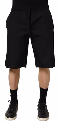 Black Cotton Sweatshorts Men Bermuda Shorts