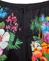 Black Cotton Tropical Floral Bermuda Shorts 3