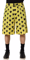 Yellow Cotton Heart Print Men Bermuda Shorts 2