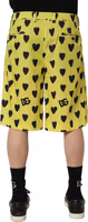 Yellow Cotton Heart Print Men Bermuda Shorts 4