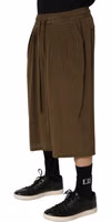 Brown Silk Mid Waist Pleated Bermuda Shorts 2