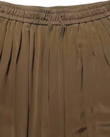 Brown Silk Mid Waist Pleated Bermuda Shorts 4
