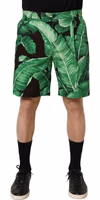 Black Green Banana Leaf Men Bermuda Shorts 1