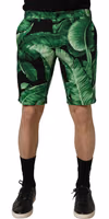 Black Green Banana Leaf Men Bermuda Shorts 4