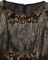Metallic Gold Embellished Tiered Midi Dress 1