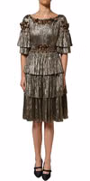 Metallic Gold Embellished Tiered Midi Dress 2