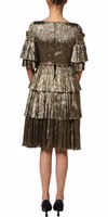 Metallic Gold Embellished Tiered Midi Dress 4