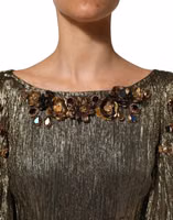 Metallic Gold Embellished Tiered Midi Dress 5