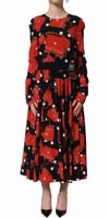Black Handbag Print Long Sleeve Midi Dress 2