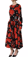 Black Handbag Print Long Sleeve Midi Dress 3