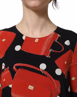 Black Handbag Print Long Sleeve Midi Dress 5