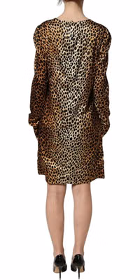 Brown Ocelot Print Long Sleeve Mini Dress