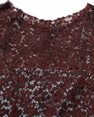 Multicolor Floral Lace Taffeta Pleated Midi Dress