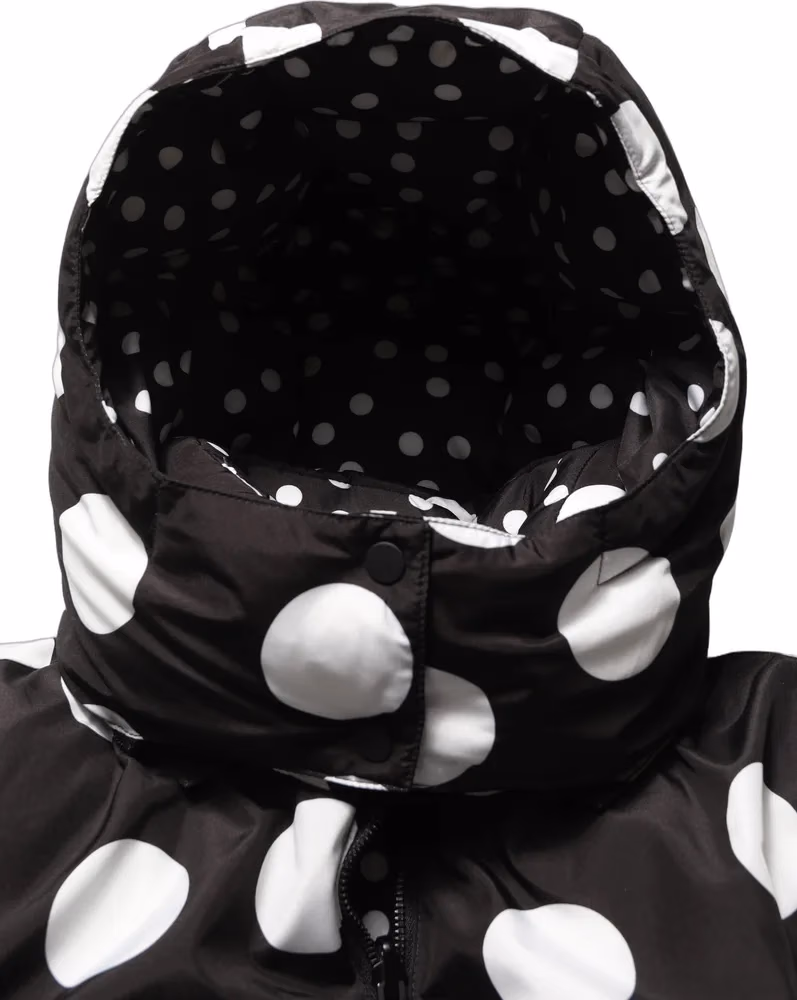 Black White Polka Dot Hooded Blouson Jacket