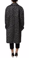 Black Silver Jacquard Leopard Coat Jacket 2