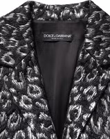 Black Silver Jacquard Leopard Coat Jacket 4