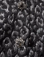 Black Silver Jacquard Leopard Coat Jacket 5