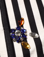 Black White Striped Embellished Coat Jacket 3
