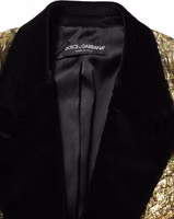 Gold Floral Jacquard Wool Trench Coat Jacket 1